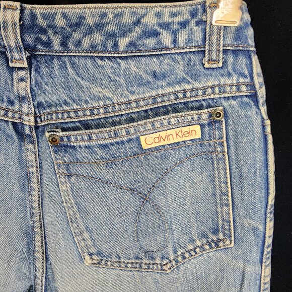 1970's-80's Calvin Klein Jeans Size 11 Mid wash Hi rise Str8 leg 29.5"x 33.5" - Picture 7 of 13